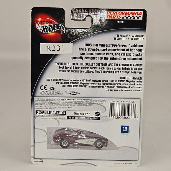 100% Hot Wheels GM Performance Parts Series '58 Corvette #3/4 MINT Purple (K231) - Picture 9 of 9
